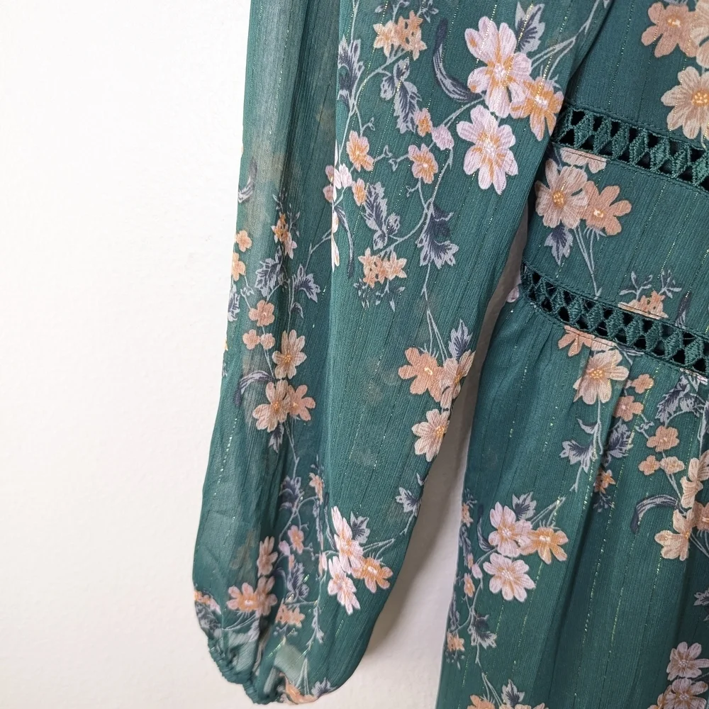 Trixxi Floral Blouse - Green and Pink - Picture 4 of 6